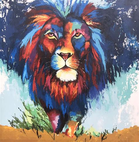 Blue Lion Painting by Angelo Wasike | Saatchi Art