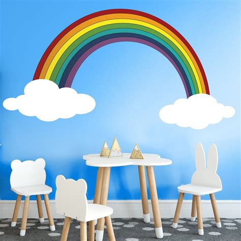 Classic Rainbow Wall Decal With Clouds 1350-42 - Etsy