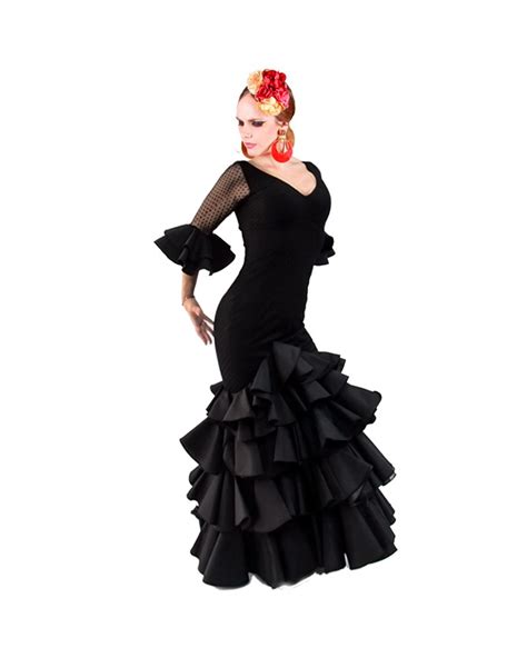 Flamenco spanish dress 2020 black colour, Size 40 model Marbella - El Rocio