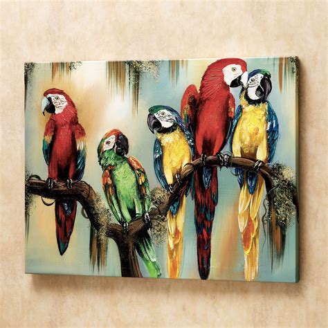 Tropical Macaw Parrots Canvas Art