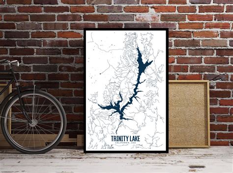 Trinity Lake Printable Map Trinity Lake California Wall Art - Etsy