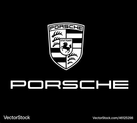 Porsche logo car brand symbol black white design Vector Image