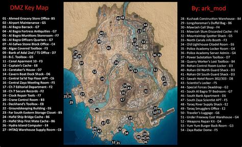 DMZ KEY MAP FOR LOCKED SPACES