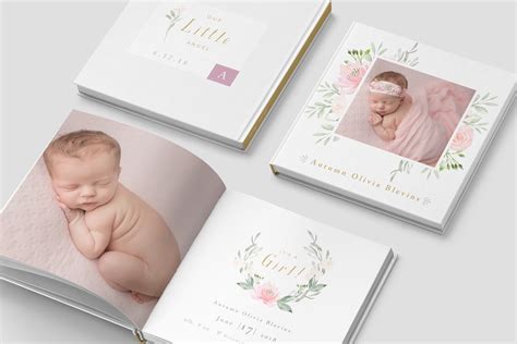 10x10 Baby Girl Photo Album Template | Creative Stationery Templates ~ Creative Market