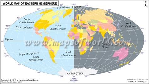 Map Of The World With Equator And Hemispheres