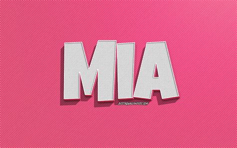 2K free download | Mia, pink lines background, with names, Mia name, female names, Mia greeting ...