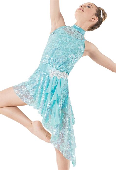 Weissman™ | Sequin Lace Mock Neck High Low Dress Cute Dance Costumes ...