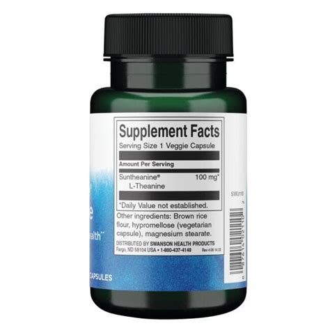 Suntheanine L-Theanine 100 mg Supplement - Swanson Health Products