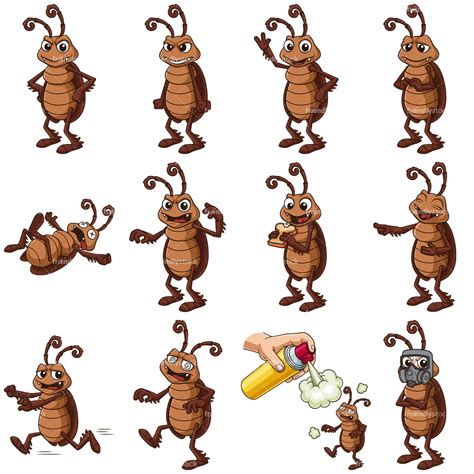 Cockroach Cartoon Mascot Clipart Vector Collection - FriendlyStock