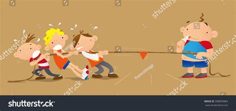 Kids Playing Rope Pulling Game Stock Vector (Royalty Free) 398859883