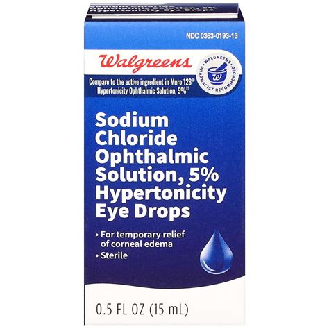 Walgreens Sodium Chloride Ophthalmic Solution 5% Hypertonicity Eye Drops