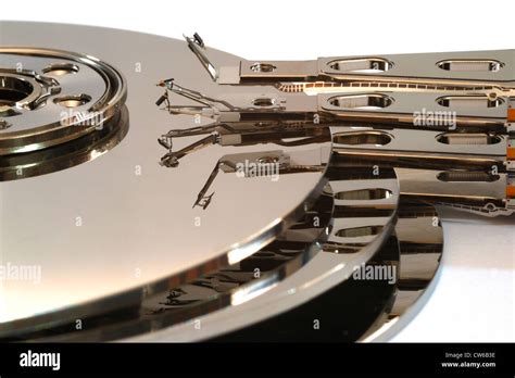 damaged hard disk drive and read-write head Stock Photo - Alamy