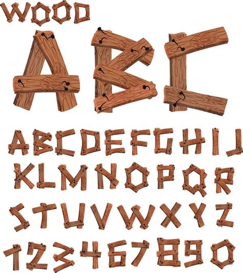 Wood textures alphabet and numbers vectors | Lettering alphabet, Fonts alphabet, Lettering ...