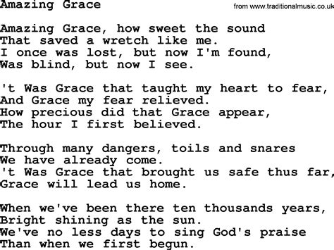 Free Printable Lyrics To Amazing Grace - Printable Templates