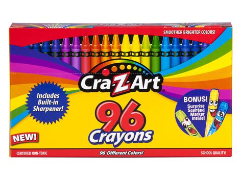 Cra-Z-Art 96 Count Crayons, Bulk Pack with Built-in Sharpener, Multicolor, Back to School ...