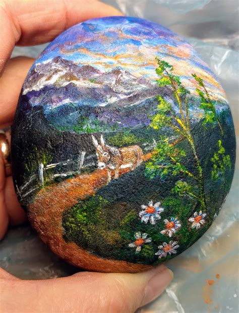 Acrylic paint on river rock. Rock Painting Patterns, Rock Painting ...