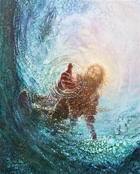 YK HAND OF GOD Jesus Reaching Hand Into The Water Home Decor HD Print Oil Painting On Canvas ...