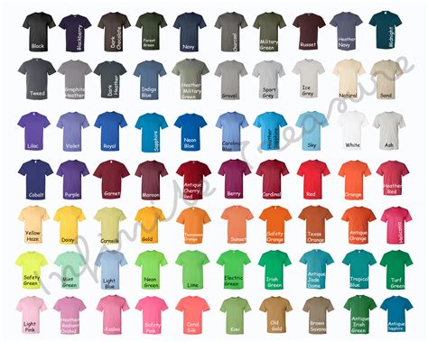 Gildan 5000 Color Chart Camiseta de Algodón Pesado JPG Tabla | Etsy