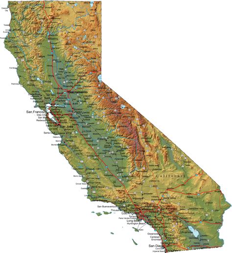 Detailed California Map - CA Terrain Map