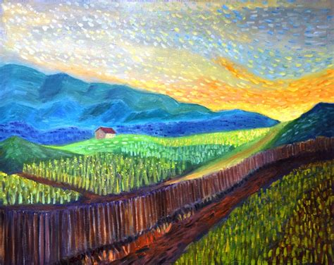 "fields at sunset" (Original art by The East Hurley Gallery)