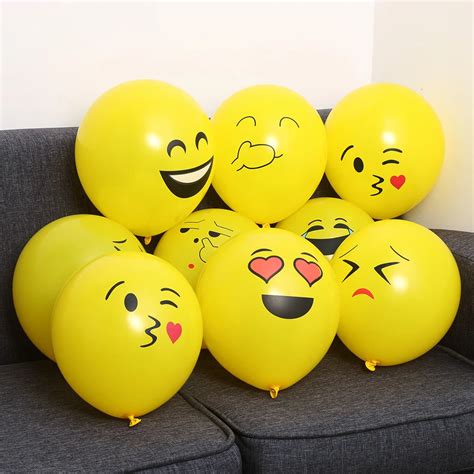 Aliexpress.com : Buy 10pcs Emoji Balloons Smiley Face Expression Yellow Latex Balloons Party ...