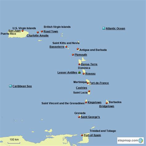 StepMap - Southern Caribbean Islands - Landkarte für Puerto Rico