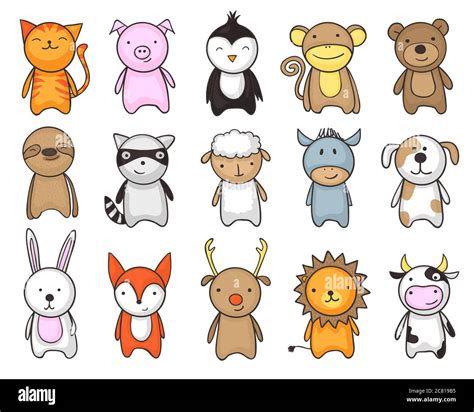 Simple and childish drawing of cute toy animals for kids Stock Photo - Alamy