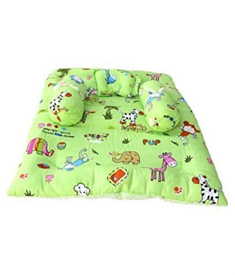 Cuteably Green Born Baby Bedding Set With Mattresses Neck Pillow And Two Baby Side Bolster Set ...