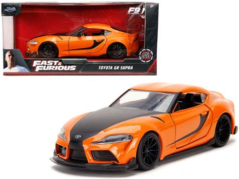 Toyota GR Supra Orange with Black Stripes "Fast & Furious 9 F9" (2021) Movie 1/32 Diecast Model ...