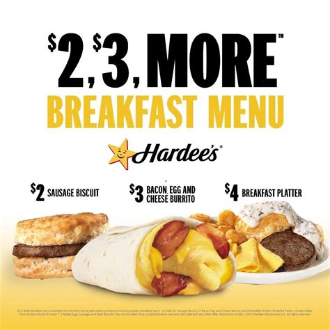 Hardee's Breakfast Menu | breakfast, menu | Our $2, $3, More™ Breakfast Menu makes deciding on ...