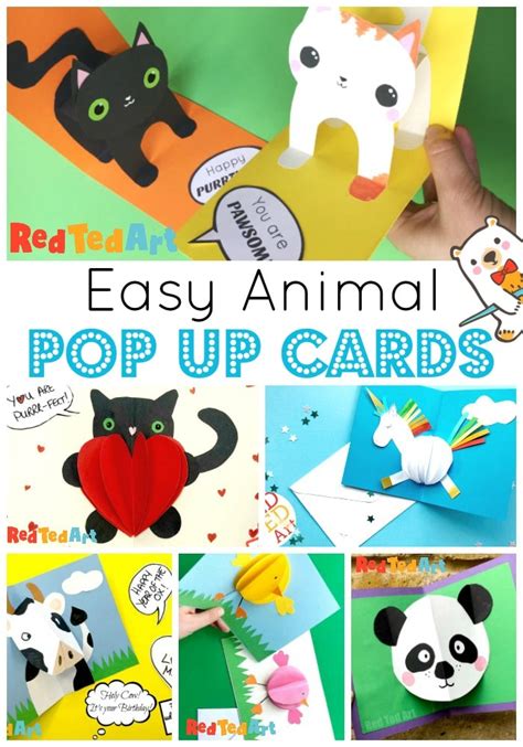 How to make Pop Up Cards with Animals - Red Ted Art