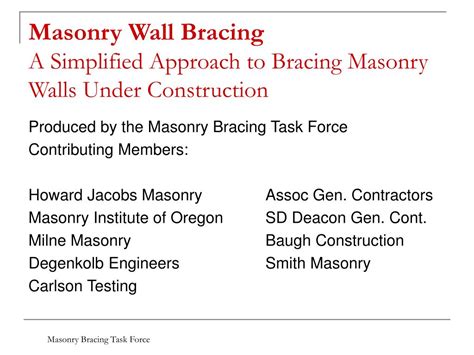 PPT - Masonry Wall Bracing A Simplified Approach To Bracing Masonry Walls Under Construction ...