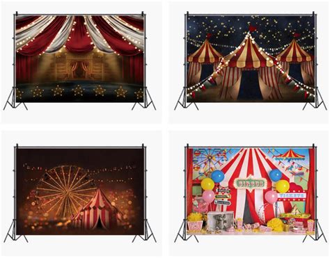 Circus Tent Stars Backdrop Birthday Backdrop Banner Red Curtain Circus Stage Photography ...