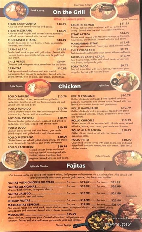 Menu of Chuy's Mexican Restaurant in Fremont, NE 68025