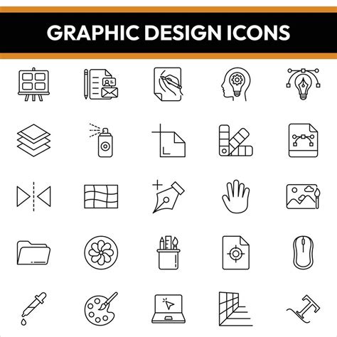 Graphic design icons, Graphic design line icons 37166234 Vector Art at ...