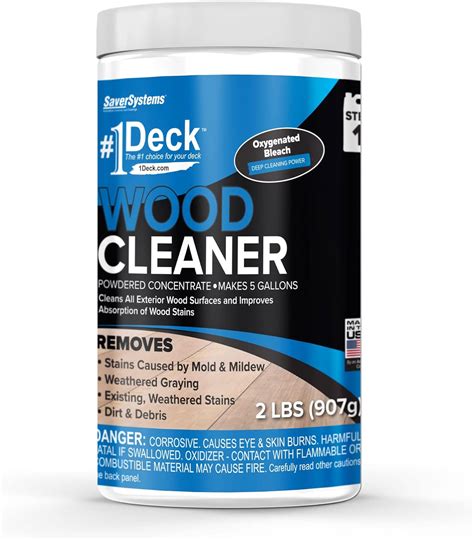 #1 Deck Wood Cleaner - 2.25 lbs - Makes 5 Gallons of Wood Deck Cleaning ...