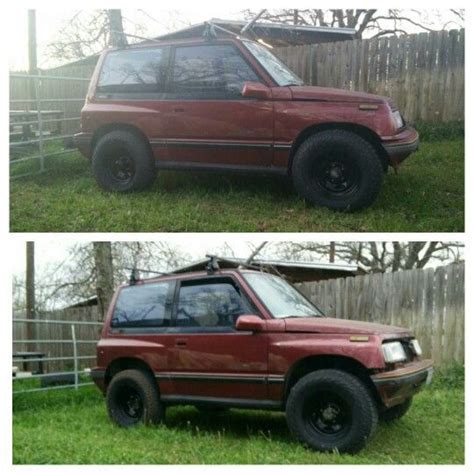 My tracker before and after 2 inch suspension lift | Tracker, Suzuki, Geo