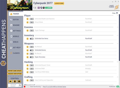 Cyberpunk 2077 Trainer +53 v1.2 (Cheat Happens) - GAME TRAINER download pc cheat codes