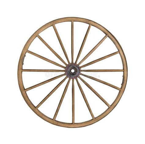 Vintage Wooden Wagon Wheel Isolated. Stock Photo - Image of retro ...