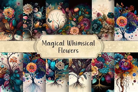 Magical Whimsical Flowers Graphic by curvedesign · Creative Fabrica