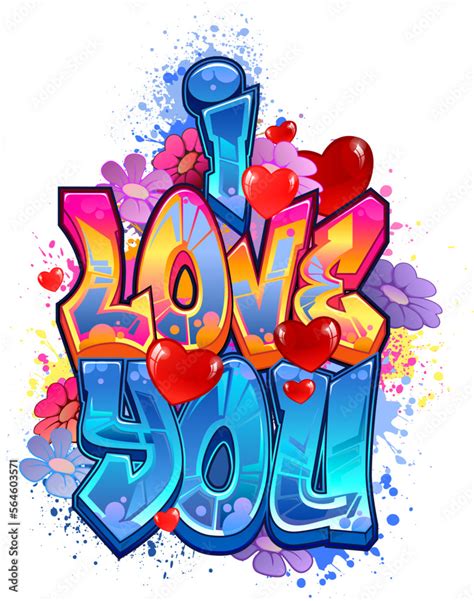 Graffiti Styled Urban Street Art Tagging Design - I Love You Stock Vector | Adobe Stock