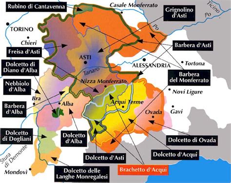 piedmont wine region map | Wine map, Wine region map, Piedmont wine