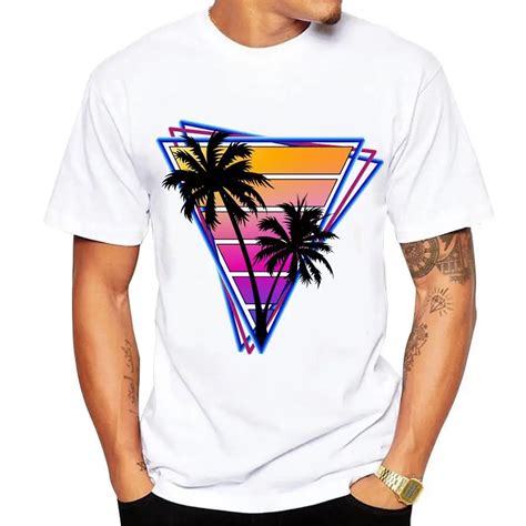 casual men's t shirt new short sleeved Summer Retro Style Synthwave ...