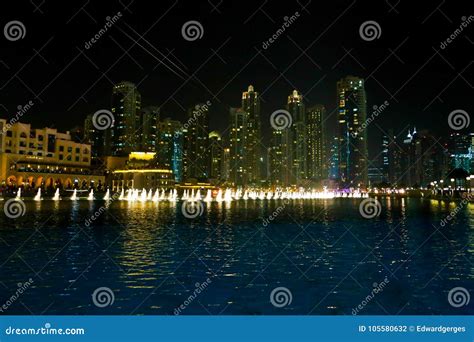 Dancing Musical Fountain in Dubai Editorial Photography - Image of downtown, arab: 105580632