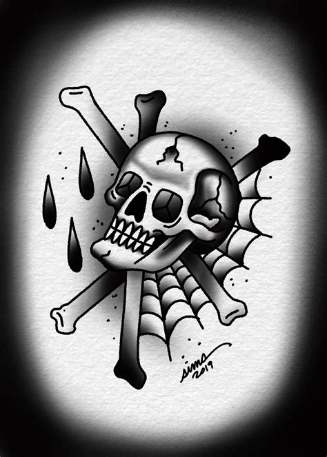 Traditional Skull Tattoo Flash