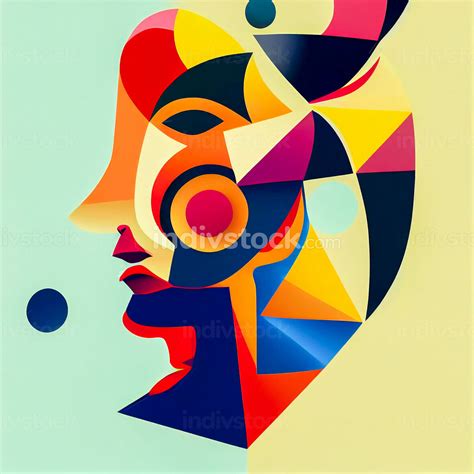 Abstract geometric face. Creative shapes design graphics with textured geometric shapes ...