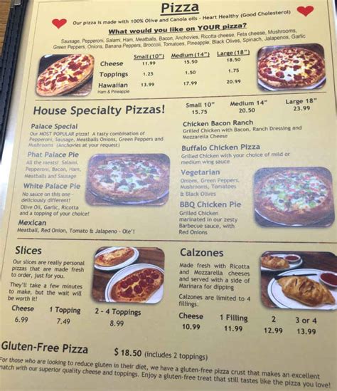 Pizza Palace Menu, Plattsburgh, NY