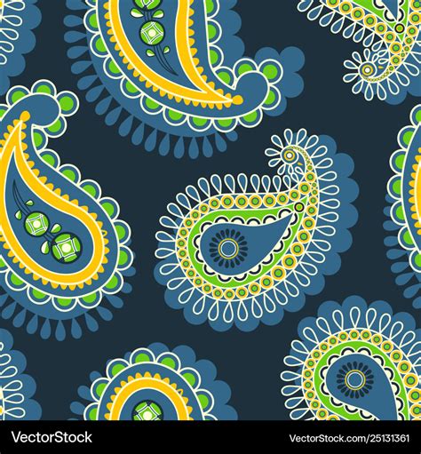 Paisley seamless pattern over dark blue background