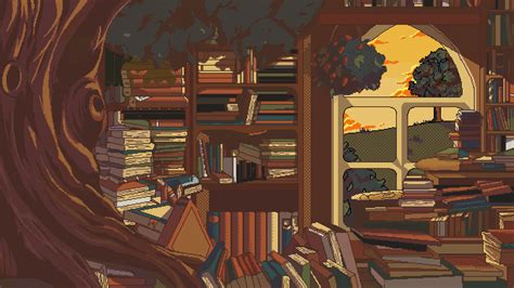 The Willow Library, pixel art wallpaper by citrusmillie on Newgrounds