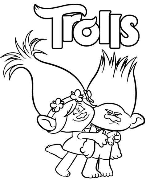 Branch and Trolls Poppy coloring page